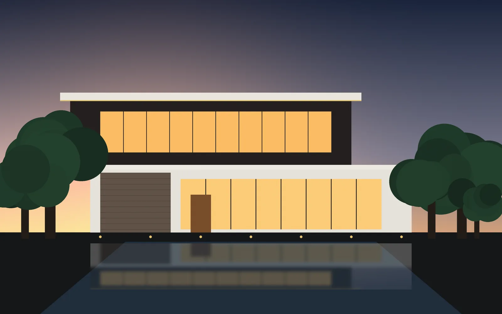 Contemporary villa at dawn used as a page banner (illustrative render)